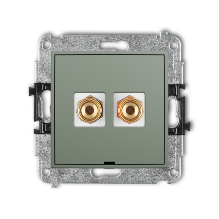 Karlik ICON Mechanizm gniazda głośnikowego pojedynczego, bez pola opisowego (typu banan - czerwony i czarny, pozłacany, 4 mm2, skręcany) 61IGGBO-4