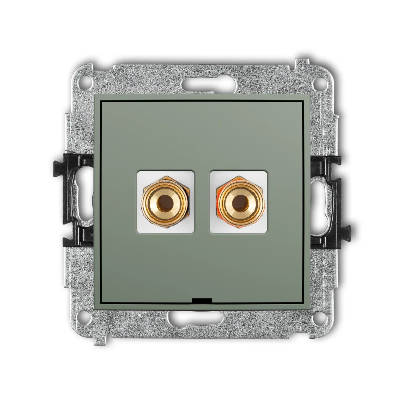 Karlik ICON Mechanizm gniazda głośnikowego pojedynczego, bez pola opisowego (typu banan - czerwony i czarny, pozłacany, 4 mm2, skręcany) 61IGGBO-4