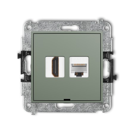 Karlik ICON Mechanizm gniazda pojedynczego HDMI 2.0, 4K + gniazda komp. poj. 1xRJ45, kat. 5e, 8-stykowy, bez pola opisowego 61IGHKBO-45e