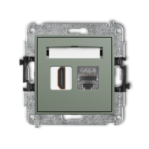 Karlik ICON Mechanizm gniazda pojedynczego HDMI 2.1, 8K + gniazda komp. poj. 1xRJ45, kat. 8, ekranowany, 8-stykowy 61IGHK-88