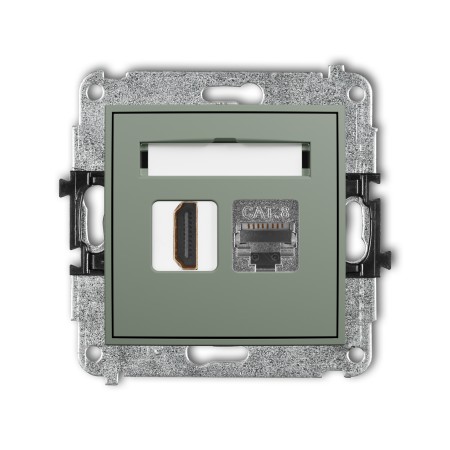 Karlik ICON Mechanizm gniazda pojedynczego HDMI 2.1, 8K + gniazda komp. poj. 1xRJ45, kat. 8, ekranowany, 8-stykowy 61IGHK-88