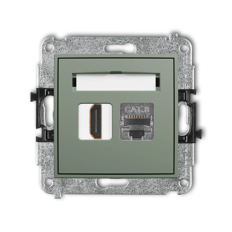 Karlik ICON Mechanizm gniazda pojedynczego HDMI 2.1, 8K + gniazda komp. poj. 1xRJ45, kat. 8, ekranowany, 8-stykowy 61IGHK-88
