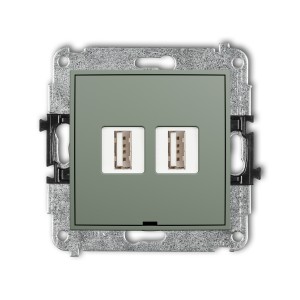 Karlik ICON Mechanizm gniazda podwójnego 2xUSB A-A 2.0, bez pola opisowego 61IGUSBBO-2