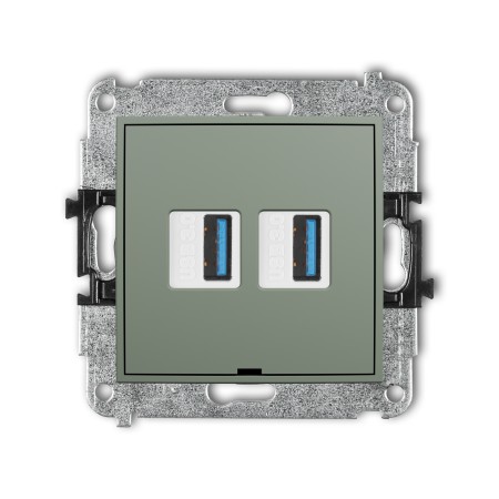 Karlik ICON Mechanizm gniazda podwójnego 2xUSB A-A 3.0, bez pola opisowego 61IGUSBBO-6
