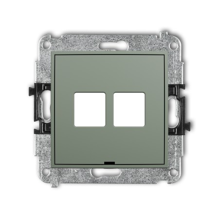 Karlik ICON Mechanizm gniazda multimedialnego podwójnego bez modułu, bez pola opisowego (standard Keystone) 61IGMBO-2P