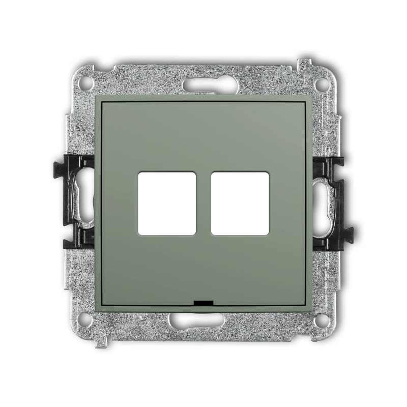 Karlik ICON Mechanizm gniazda multimedialnego podwójnego bez modułu, bez pola opisowego (standard Keystone) 61IGMBO-2P