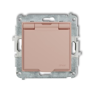 Karlik ICON Mechanizm gniazda bryzgoszczelnego z uziemieniem 2P+Z (klapka łososiowa, przesłony torów prądowych) 62IGPB-1zp