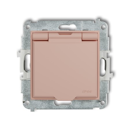 Karlik ICON Mechanizm gniazda bryzgoszczelnego z uziemieniem 2P+Z (klapka łososiowa, przesłony torów prądowych) 62IGPB-1zp