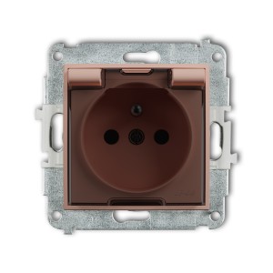 Karlik ICON Mechanizm gniazda bryzgoszczelnego z uziemieniem 2P+Z (klapka dymna, przesłony torów prądowych) 62IGPB-1zdp