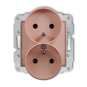 Karlik ICON Mechanizm gniazda podwójnego do ramki z uziemieniem 2x(2P+Z) (bez przesłon torów prądowych) 62IGPR-2z