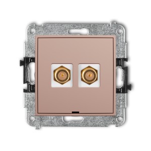 Karlik ICON Mechanizm gniazda antenowego podwójnego typu F (SAT) pozłacany, bez pola opisowego 62IGFBO-2.1