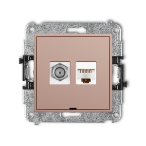 Karlik ICON Mechanizm gniazda antenowego poj. typu F (SAT) + gniazda komp. poj. 1xRJ45, kat. 5e, 8-stykowy, bez pola opisowego 62IGFKBO-1