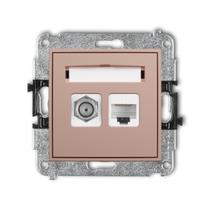 Karlik ICON Mechanizm gniazda antenowego poj. typu F (SAT) + gniazda komp. poj. 1xRJ45, kat. 6, 8-stykowy 62IGFK-3