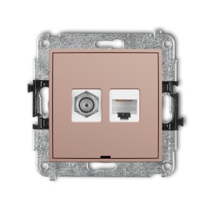Karlik ICON Mechanizm gniazda antenowego poj. typu F (SAT) + gniazda komp. poj. 1xRJ45, kat. 6, 8-stykowy, bez pola opisowego 62IGFKBO-3