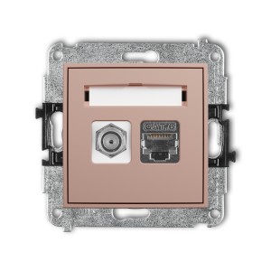 Karlik ICON Mechanizm gniazda antenowego poj. typu F (SAT) + gniazda komp. poj. 1xRJ45, kat. 6 ekranowany, 8-stykowy 62IGFK-5