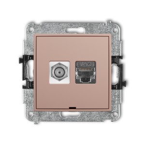 Karlik ICON Mechanizm gniazda antenowego poj. typu F (SAT) + gniazda komp. poj. 1xRJ45, kat. 6 ekranowany, 8-stykowy, bez pola opisowego 62IGFKBO-5