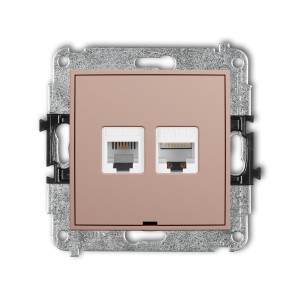 Karlik ICON Mechanizm gniazda telefonicznego pojedynczego 1xRJ11 + komputerowego pojedynczego 1xRJ45, kat. 5e, 8-stykowy, beznarzędziowe, bez pola opisowego 62IGTKBO