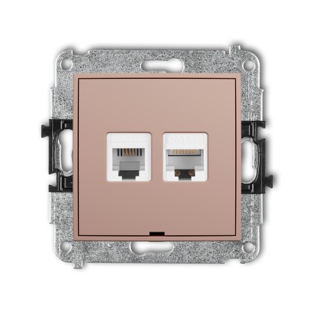 Karlik ICON Mechanizm gniazda telefonicznego pojedynczego 1xRJ11 + komputerowego pojedynczego 1xRJ45, kat. 5e, 8-stykowy, beznarzędziowe, bez pola opisowego 62IGTKBO