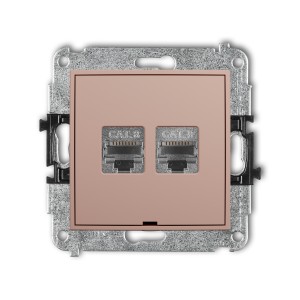 Karlik ICON Mechanizm gniazda komputerowego podwójnego 2xRJ45, kat. 8, ekranowany, 8-stykowy, bez pola opisowego 62IGKBO-12