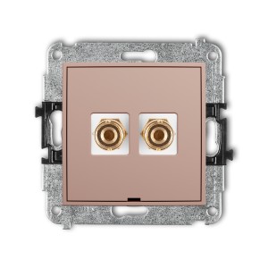 Karlik ICON Mechanizm gniazda głośnikowego pojedynczego, bez pola opisowego (typu banan - czerwony i czarny, pozłacany, 4 mm2, do lutowania) 62IGGBO-3