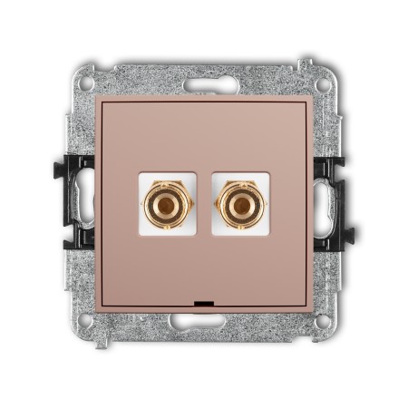 Karlik ICON Mechanizm gniazda głośnikowego pojedynczego, bez pola opisowego (typu banan - czerwony i czarny, pozłacany, 4 mm2, do lutowania) 62IGGBO-3