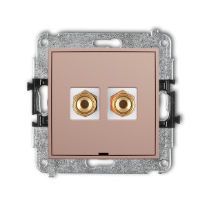 Karlik ICON Mechanizm gniazda głośnikowego pojedynczego, bez pola opisowego (typu banan - czerwony i czarny, pozłacany, 4 mm2, skręcany) 62IGGBO-4