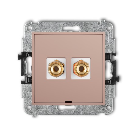 Karlik ICON Mechanizm gniazda głośnikowego pojedynczego, bez pola opisowego (typu banan - czerwony i czarny, pozłacany, 4 mm2, skręcany) 62IGGBO-4