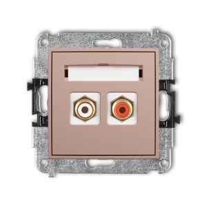 Karlik ICON Mechanizm gniazda podwójnego RCA (typu cinch - biały i czerwony, pozłacany) 62IGRCA-2