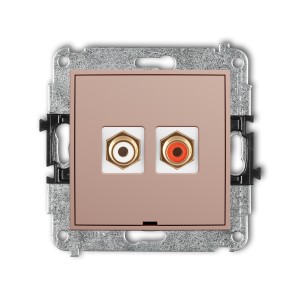 Karlik ICON Mechanizm gniazda podwójnego RCA, bez pola opisowego (typu cinch - biały i czerwony, pozłacany) 62IGRCABO-2