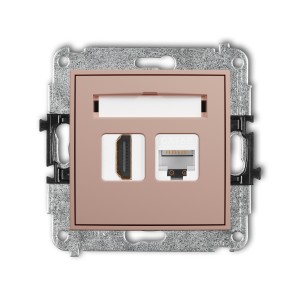 Karlik ICON Mechanizm gniazda pojedynczego HDMI 2.0, 4K + gniazda komp. poj. 1xRJ45, kat. 5e, 8-stykowy 62IGHK-45e