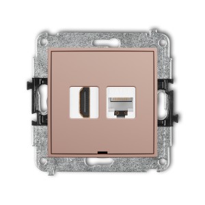Karlik ICON Mechanizm gniazda pojedynczego HDMI 2.0, 4K + gniazda komp. poj. 1xRJ45, kat. 5e, 8-stykowy, bez pola opisowego 62IGHKBO-45e