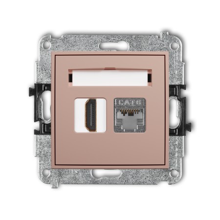 Karlik ICON Mechanizm gniazda pojedynczego HDMI 2.0, 4K + gniazda komp. poj. 1xRJ45, kat. 6, ekranowany, 8-stykowy 62IGHK-46