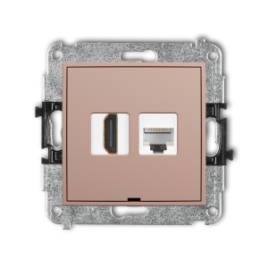 Karlik ICON Mechanizm gniazda pojedynczego HDMI 2.1, 8K + gniazda komp. poj. 1xRJ45, kat. 6A, 8-stykowy, bez pola opisowego 62IGHKBO-86A