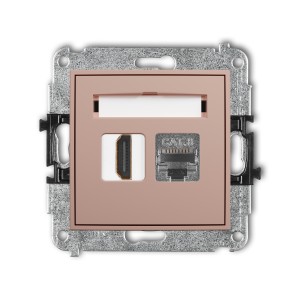 Karlik ICON Mechanizm gniazda pojedynczego HDMI 2.1, 8K + gniazda komp. poj. 1xRJ45, kat. 8, ekranowany, 8-stykowy 62IGHK-88