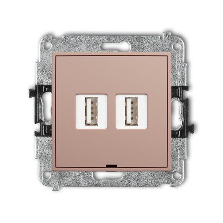 Karlik ICON Mechanizm gniazda podwójnego 2xUSB A-A 2.0, bez pola opisowego 62IGUSBBO-2