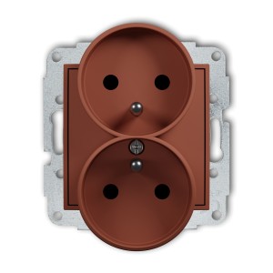 Karlik ICON Mechanizm gniazda podwójnego do ramki z uziemieniem 2x(2P+Z) (przesłony torów prądowych) 63IGPR-2zp