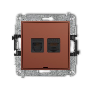 Karlik ICON Mechanizm gniazda telefonicznego pojedynczego 1xRJ11 + komputerowego pojedynczego 1xRJ45, kat. 5e, 8-stykowy, beznarzędziowe, bez pola opisowego 63IGTKBO