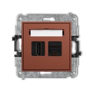 Karlik ICON Mechanizm gniazda pojedynczego HDMI 2.0, 4K + gniazda komp. poj. 1xRJ45, kat. 6A, 8-stykowy 63IGHK-46A