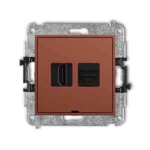 Karlik ICON Mechanizm gniazda pojedynczego HDMI 2.1, 8K + gniazda komp. poj. 1xRJ45, kat. 6A, 8-stykowy, bez pola opisowego 63IGHKBO-86A
