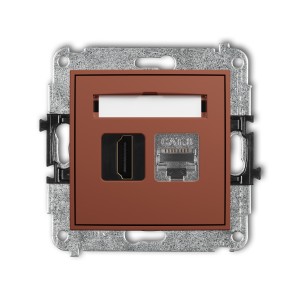 Karlik ICON Mechanizm gniazda pojedynczego HDMI 2.1, 8K + gniazda komp. poj. 1xRJ45, kat. 8, ekranowany, 8-stykowy 63IGHK-88