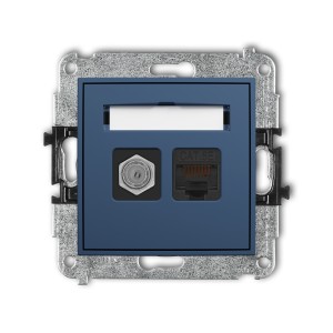 Karlik ICON Mechanizm gniazda antenowego poj. typu F (SAT) + gniazda komp. poj. 1xRJ45, kat. 5e, 8-stykowy 64IGFK-1