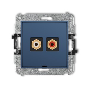 Karlik ICON Mechanizm gniazda podwójnego RCA, bez pola opisowego (typu cinch - biały i czerwony, pozłacany) 64IGRCABO-2