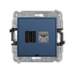 Karlik ICON Mechanizm gniazda pojedynczego HDMI 2.0, 4K + gniazda komp. poj. 1xRJ45, kat. 6, ekranowany, 8-stykowy, bez pola opisowego 64IGHKBO-46