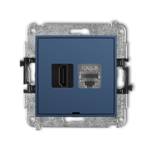 Karlik ICON Mechanizm gniazda pojedynczego HDMI 2.1, 8K + gniazda komp. poj. 1xRJ45, kat. 8, ekranowany, 8-stykowy, bez pola opisowego 64IGHKBO-88