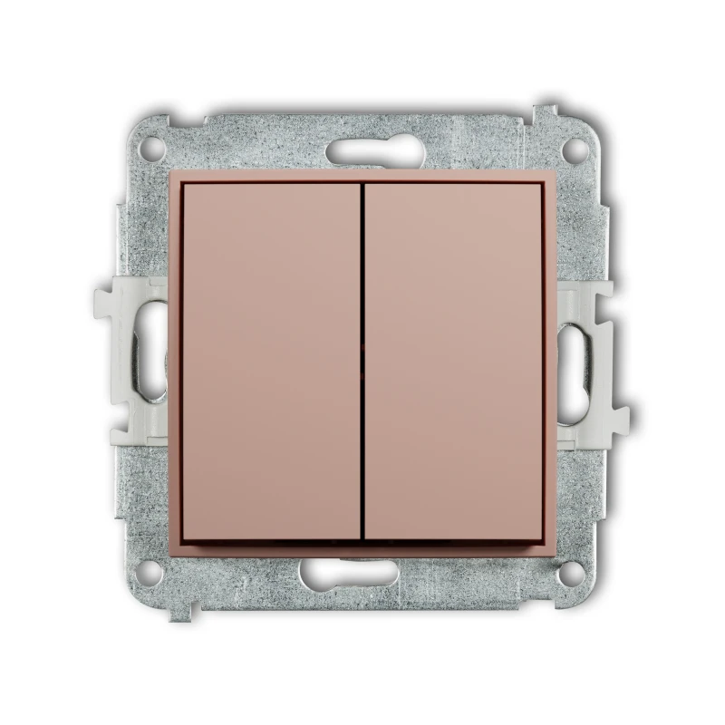 Karlik Seria Mini Mechanizm łącznika podwójnego krzyżowego (dwa klawisze bez piktogramu) kolor łososiowy symbol 62MWP-66.1