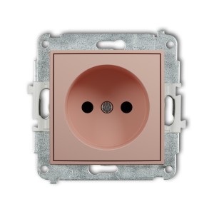 Karlik Seria Mini Mechanizm gniazda pojedynczego bez uziemienia 2P (przesłony torów prądowych) kolor łososiowy symbol 62MGP-1p
