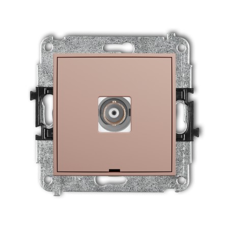 Karlik Seria Mini Mechanizm gniazda pojedynczego BNC, bez pola opisowego kolor łososiowy symbol 62MGBNCBO-1