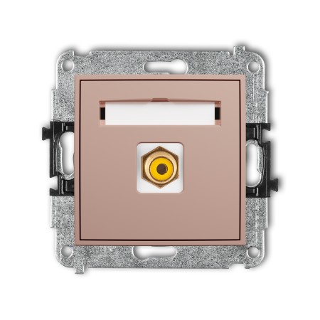 Karlik Seria Mini Mechanizm gniazda pojedynczego RCA (typu cinch - żółty, pozłacany) kolor łososiowy symbol 62MGRCA-1