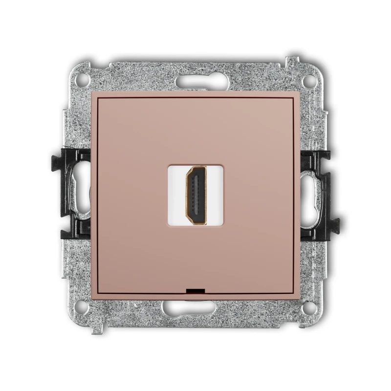 Karlik Seria Mini Mechanizm gniazda pojedynczego HDMI 2.0, 4K, bez pola opisowego kolor łososiowy symbol 62MHDMIBO-3
