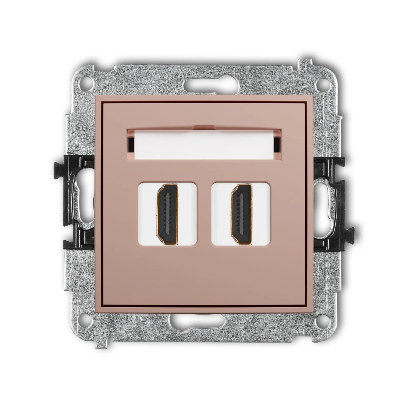 Karlik Seria Mini Mechanizm gniazda podwójnego HDMI 2.1, 8K kolor łososiowy symbol 62MHDMI-6